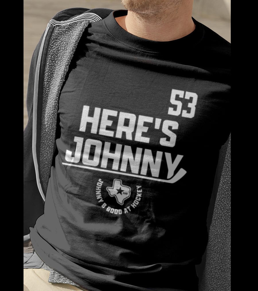53 Here's Johnny B Good At Hockey Texas Star T-Shirt