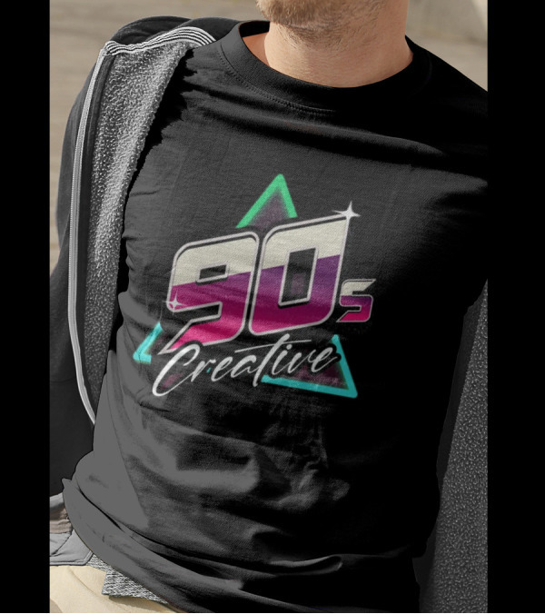 90s Creative Synthwave Retro Neon Triangle T-Shirt