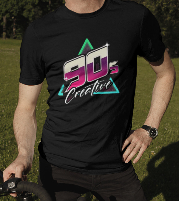 90s Creative Synthwave Retro Neon Triangle T-Shirt