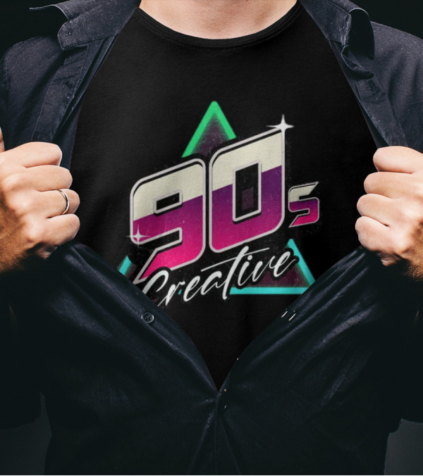 90s Creative Synthwave Retro Neon Triangle T-Shirt