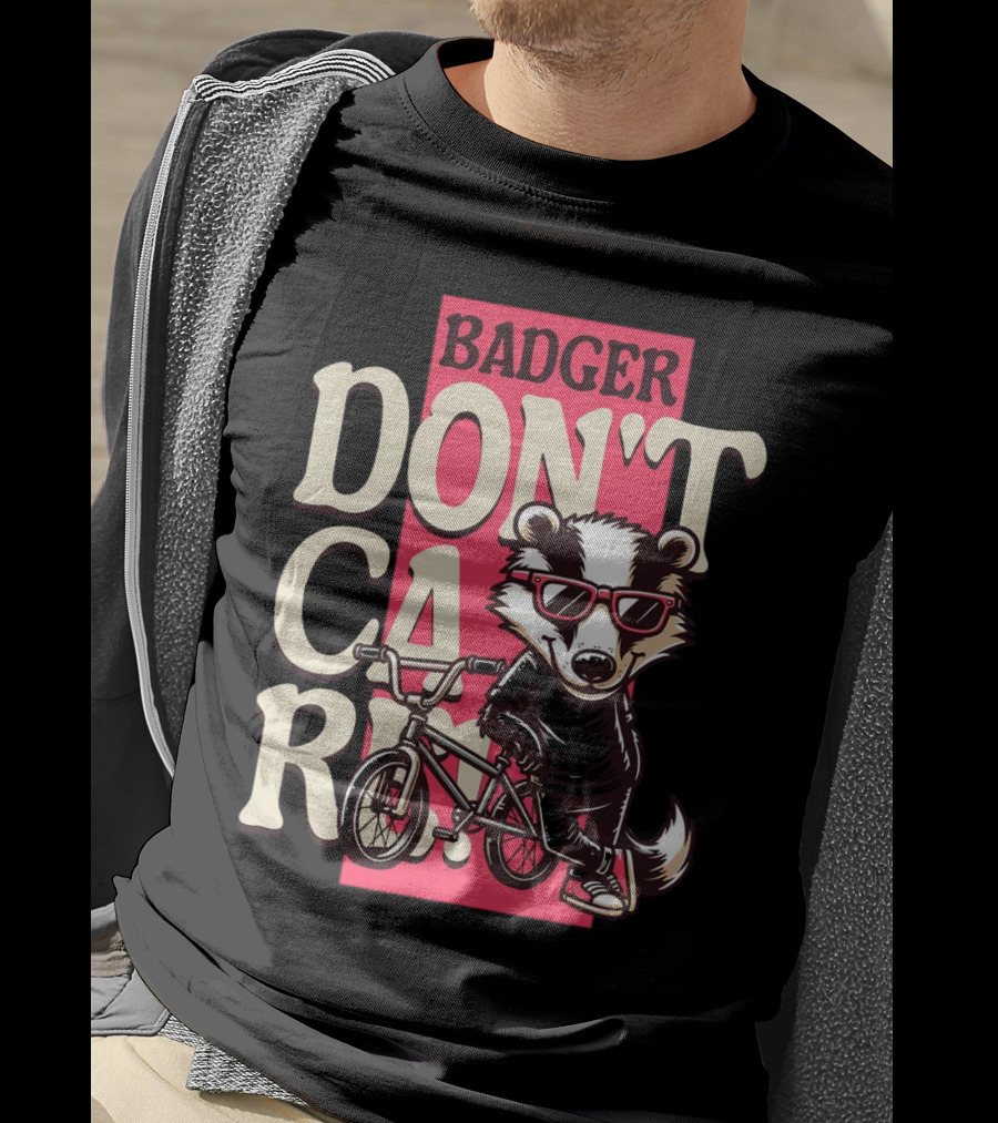 Badger Don't Care Cool Shades Bicycle Attitude T-Shirt
