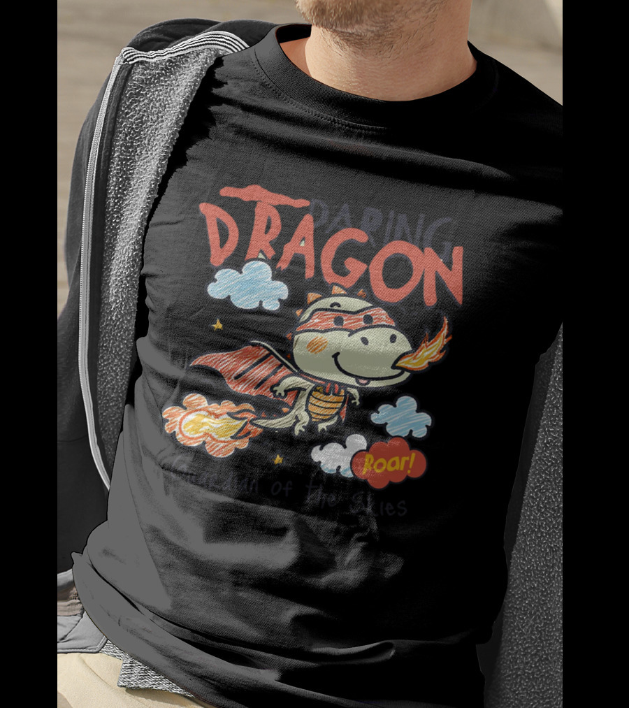 Daring Dragon Guardian Of The Skies Roar Heroic Fire-Breathing Adventure T-Shirt