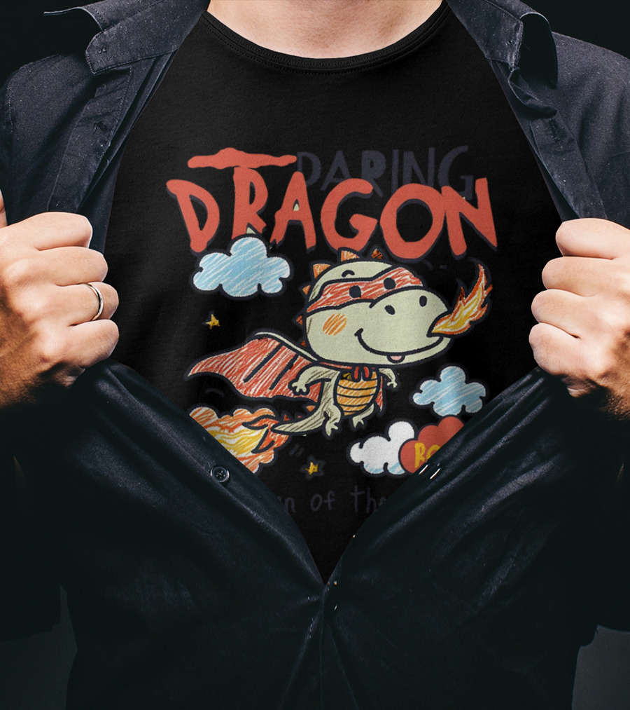 Daring Dragon Guardian Of The Skies Roar Heroic Fire-Breathing Adventure T-Shirt