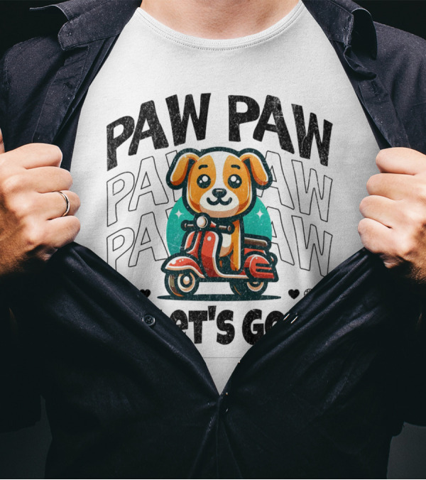 Paw Paw Let's Go Funny Puppy On Scooter Adventure T-Shirt