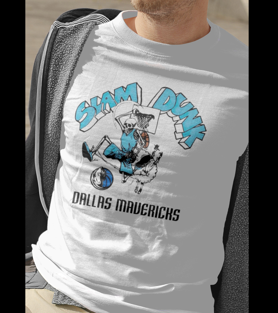 Dallas Mavericks Slam Dunk Skeleton Basketball T-Shirt