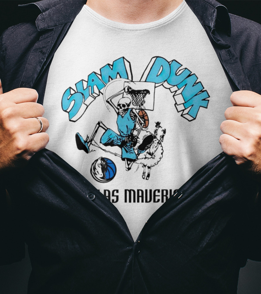 Dallas Mavericks Slam Dunk Skeleton Basketball T-Shirt