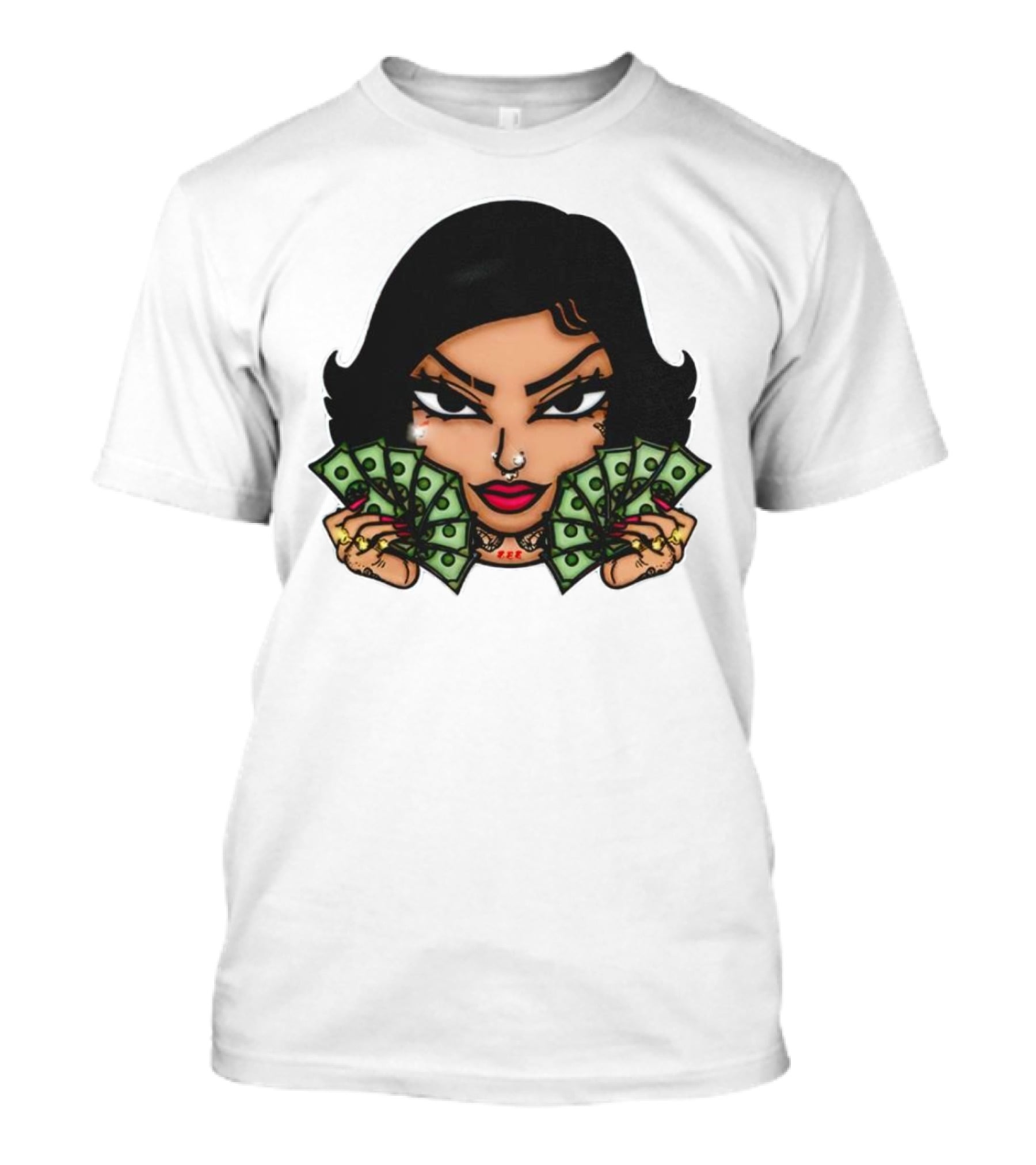 Mialani Aurora Holding Dollar Bills Cartoon T-Shirt