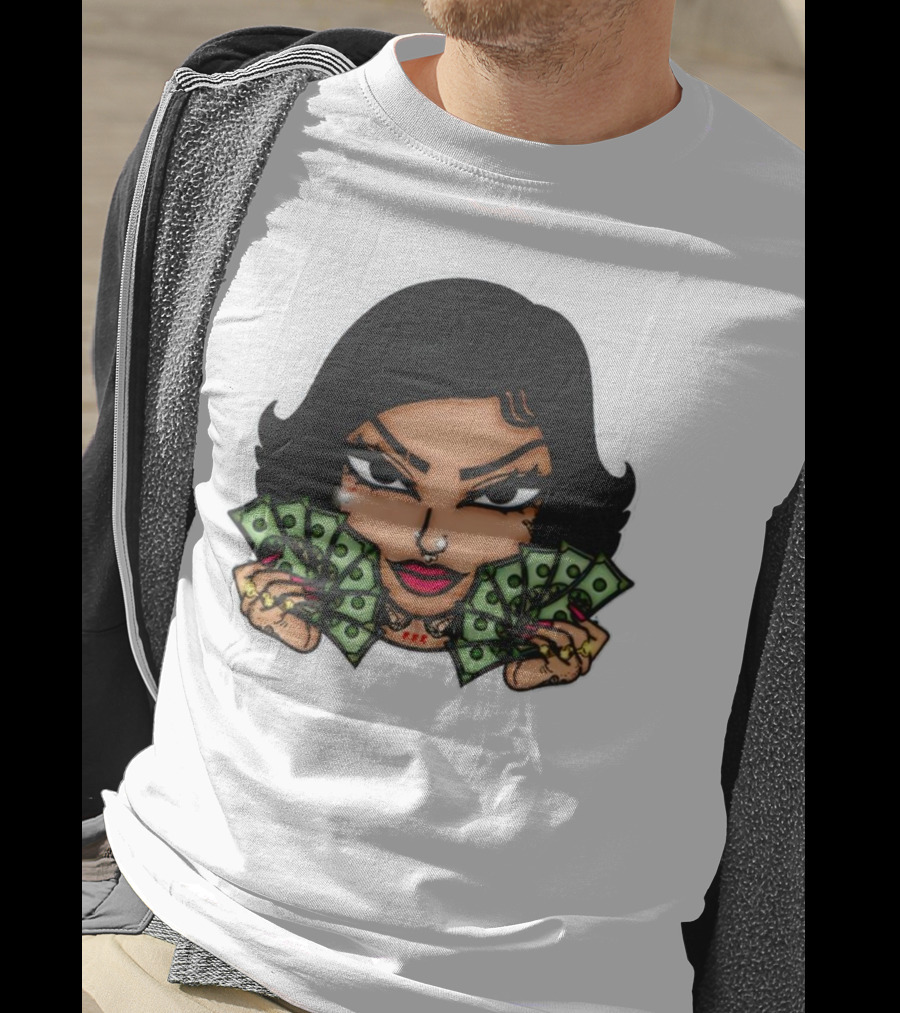 Mialani Aurora Holding Dollar Bills Cartoon T-Shirt