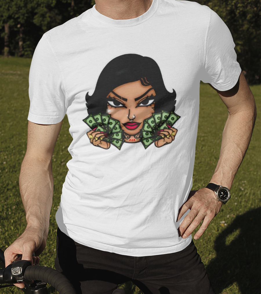 Mialani Aurora Holding Dollar Bills Cartoon T-Shirt