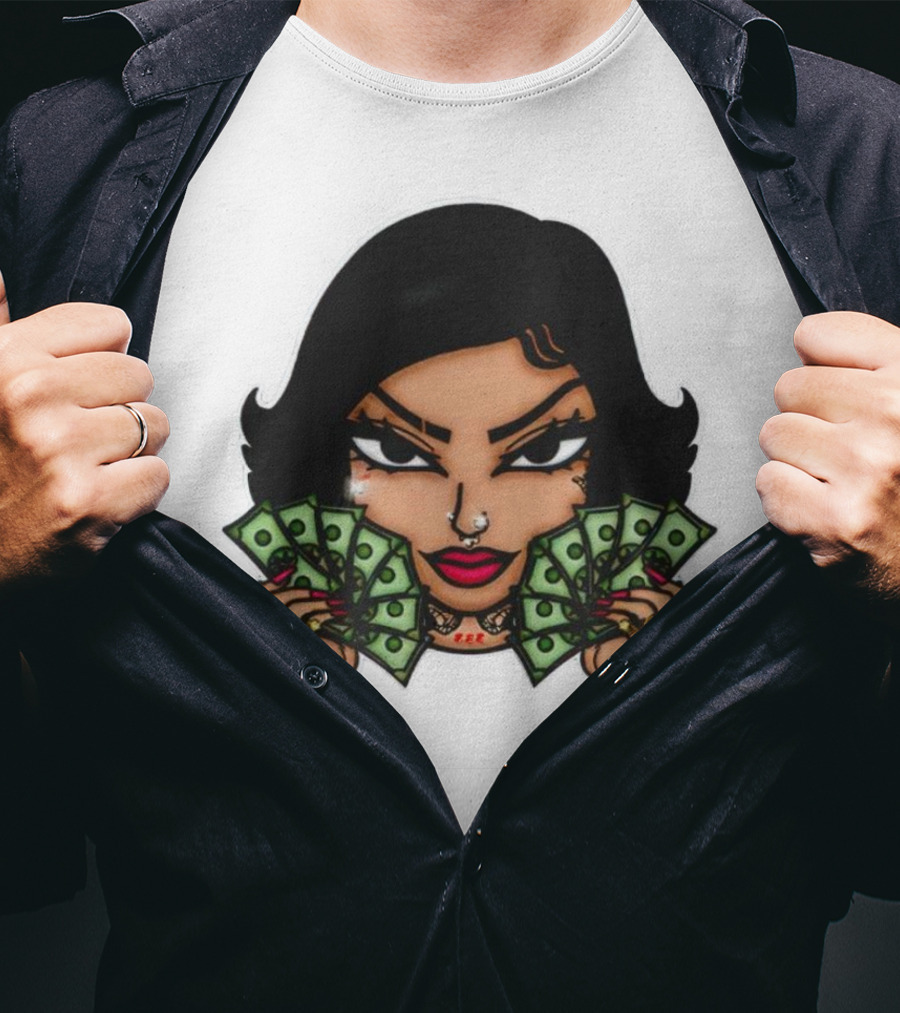 Mialani Aurora Holding Dollar Bills Cartoon T-Shirt