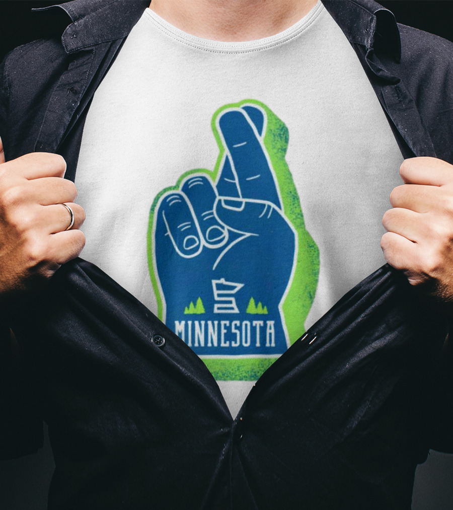Minnesota Timberwolves Fingers Crossing Foam Hand T-Shirt