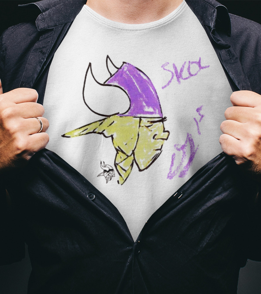 Skol Vikings Helmet Sketch Rookies Paint Minnesota Vikings T-Shirt