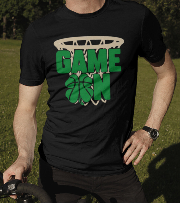 Boston Celtics Game On Basketball Net Clover T-Shirt