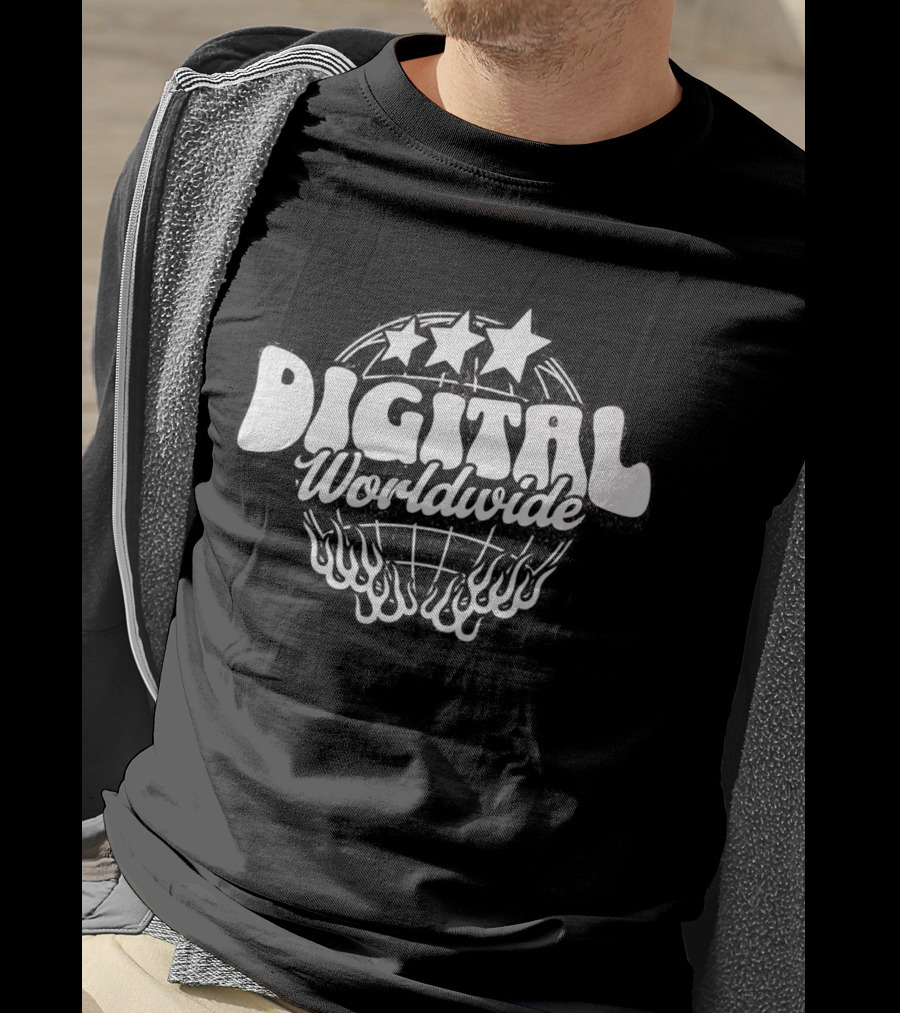Digital Worldwide Stars Globe Flame T-Shirt
