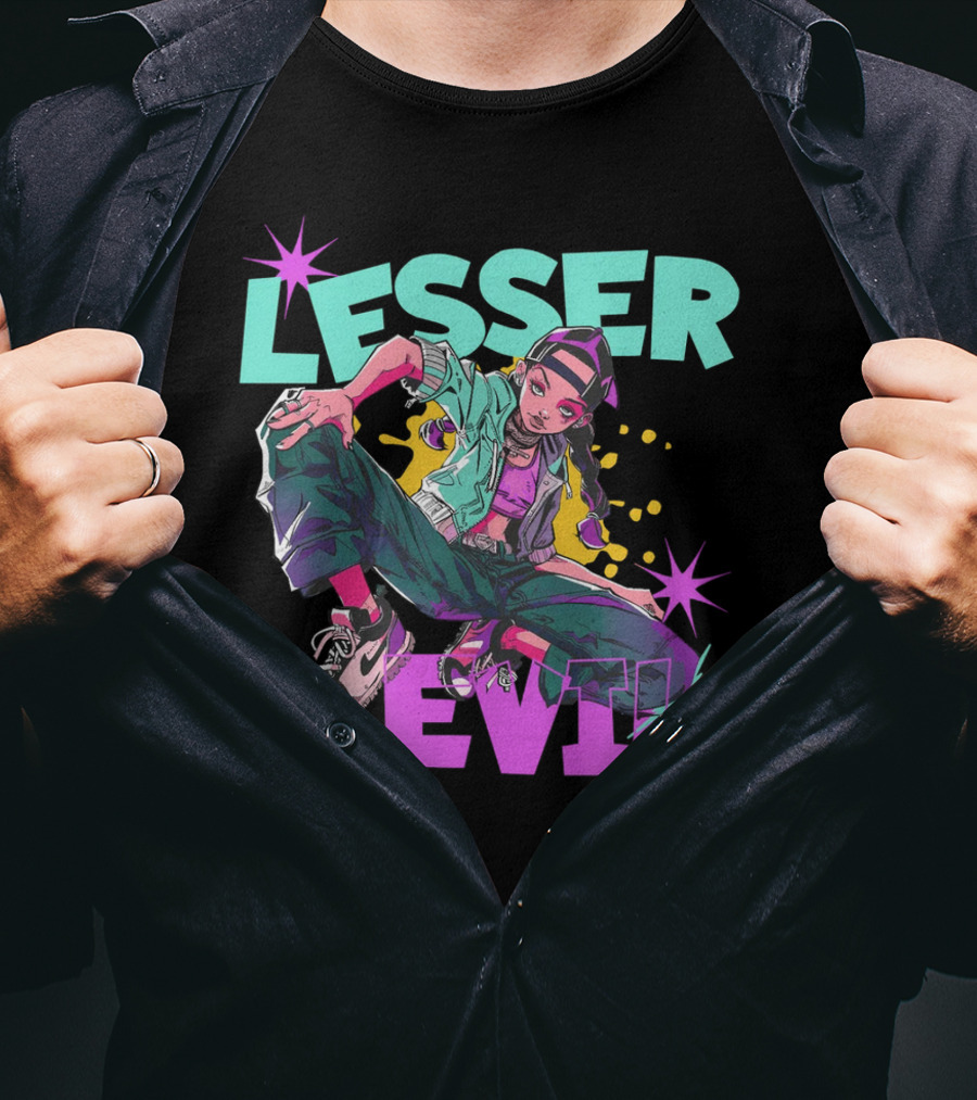 Lesser Evil Vintage Anime Hip Hop Style Streetwear T-Shirt