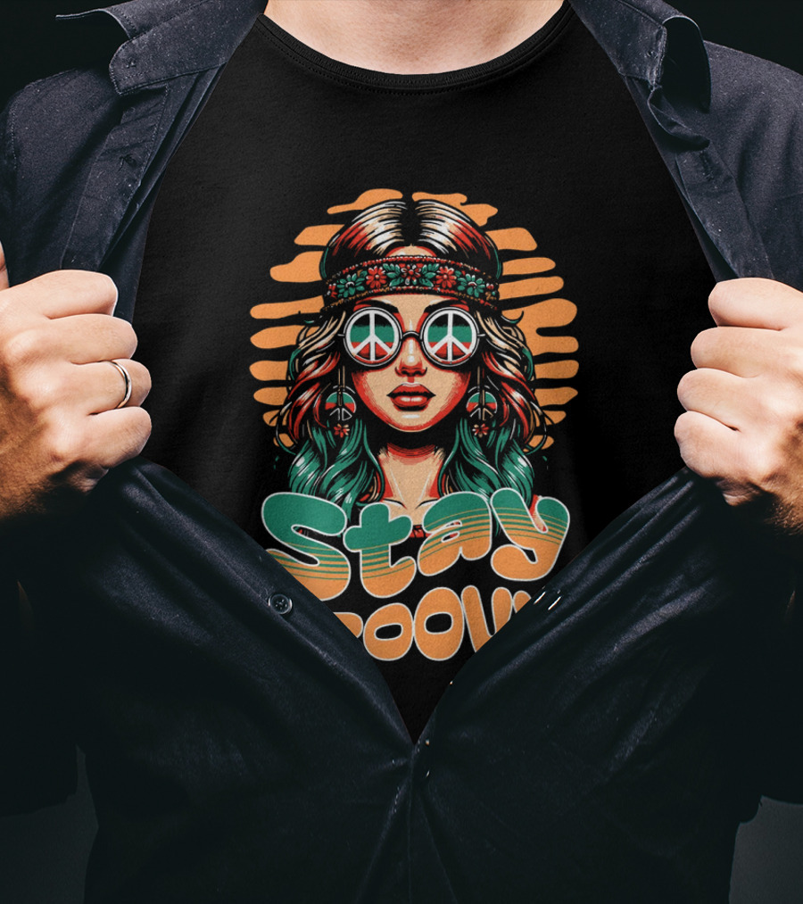 Stay Groovy Retro Hippie Peace Sign Glasses T-Shirt