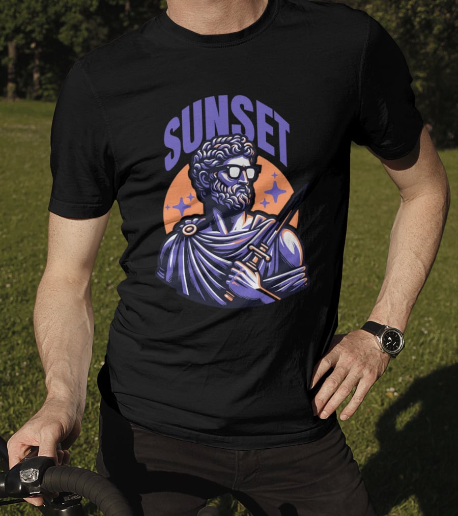 SUNSET Greek Statue With Sunglasses And Sword T-Shirt