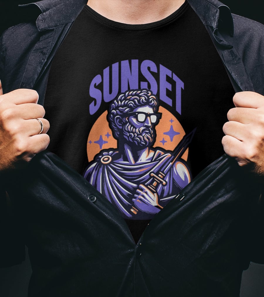 SUNSET Greek Statue With Sunglasses And Sword T-Shirt