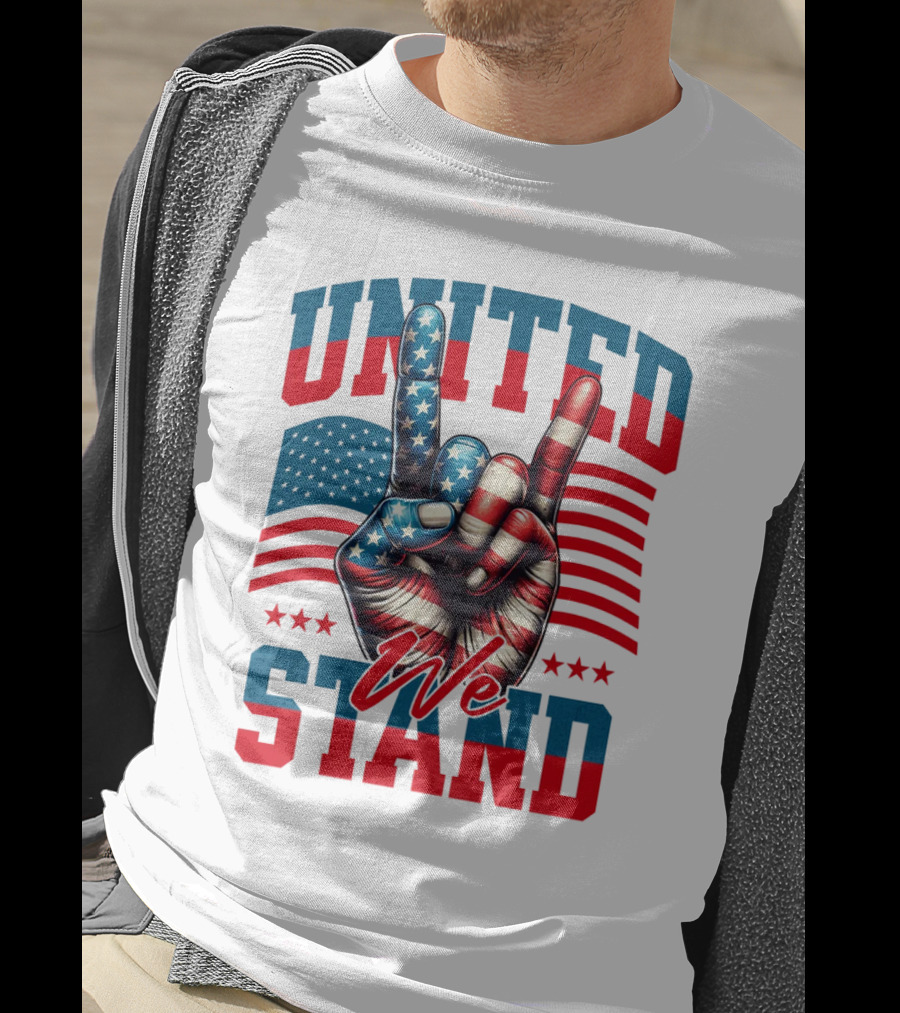 United We Stand American Flag Hand Gesture T-Shirt