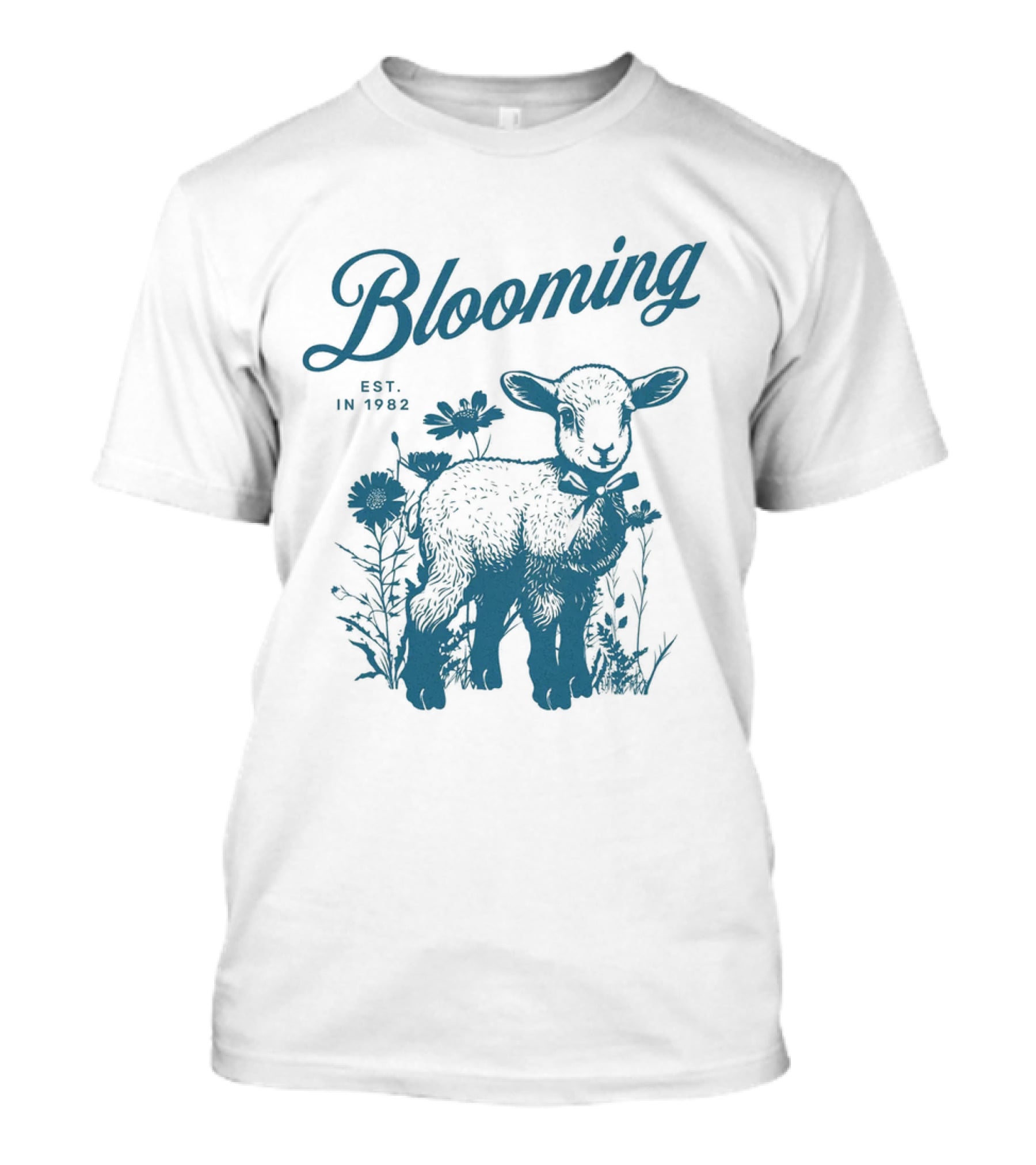 Blooming Est. In 1982 Vintage Style Lamb With Flowers T-Shirt