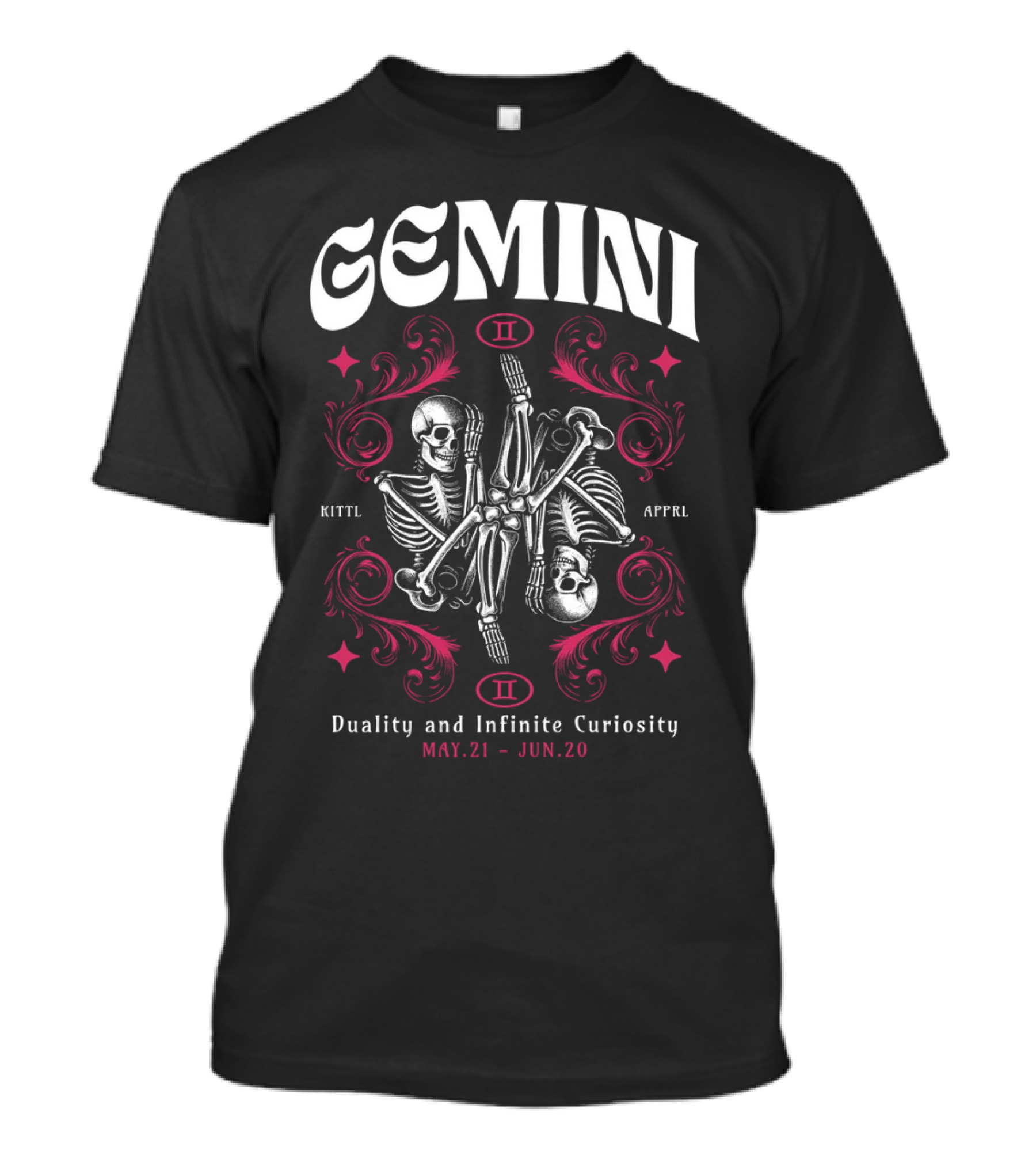 Gemini Zodiac Skeleton Duality Infinite Curiosity Vintage May 21 Jun 20 T-Shirt