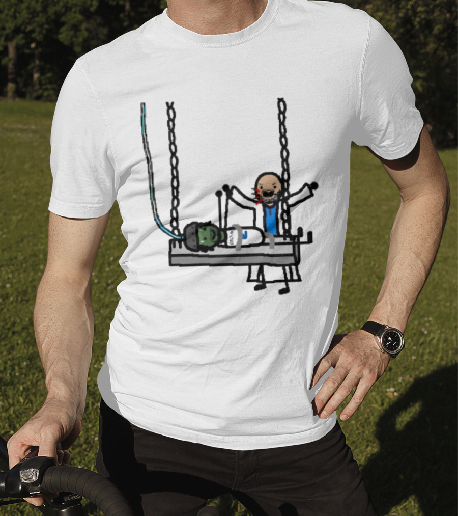 Dereck Its A Live-Ly Frankenstein Doctor With Green Zombie On Medical Table T-Shirt