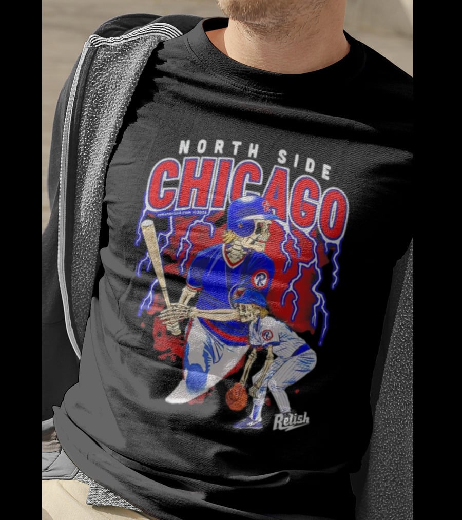 North Side Chicago Baseball Skeleton Relish T-Shirt