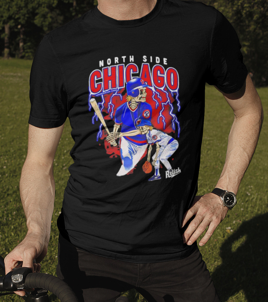 North Side Chicago Baseball Skeleton Relish T-Shirt