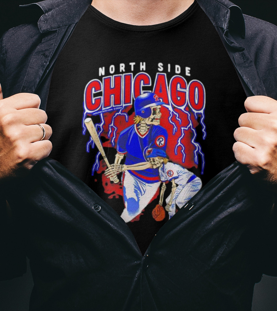 North Side Chicago Baseball Skeleton Relish T-Shirt