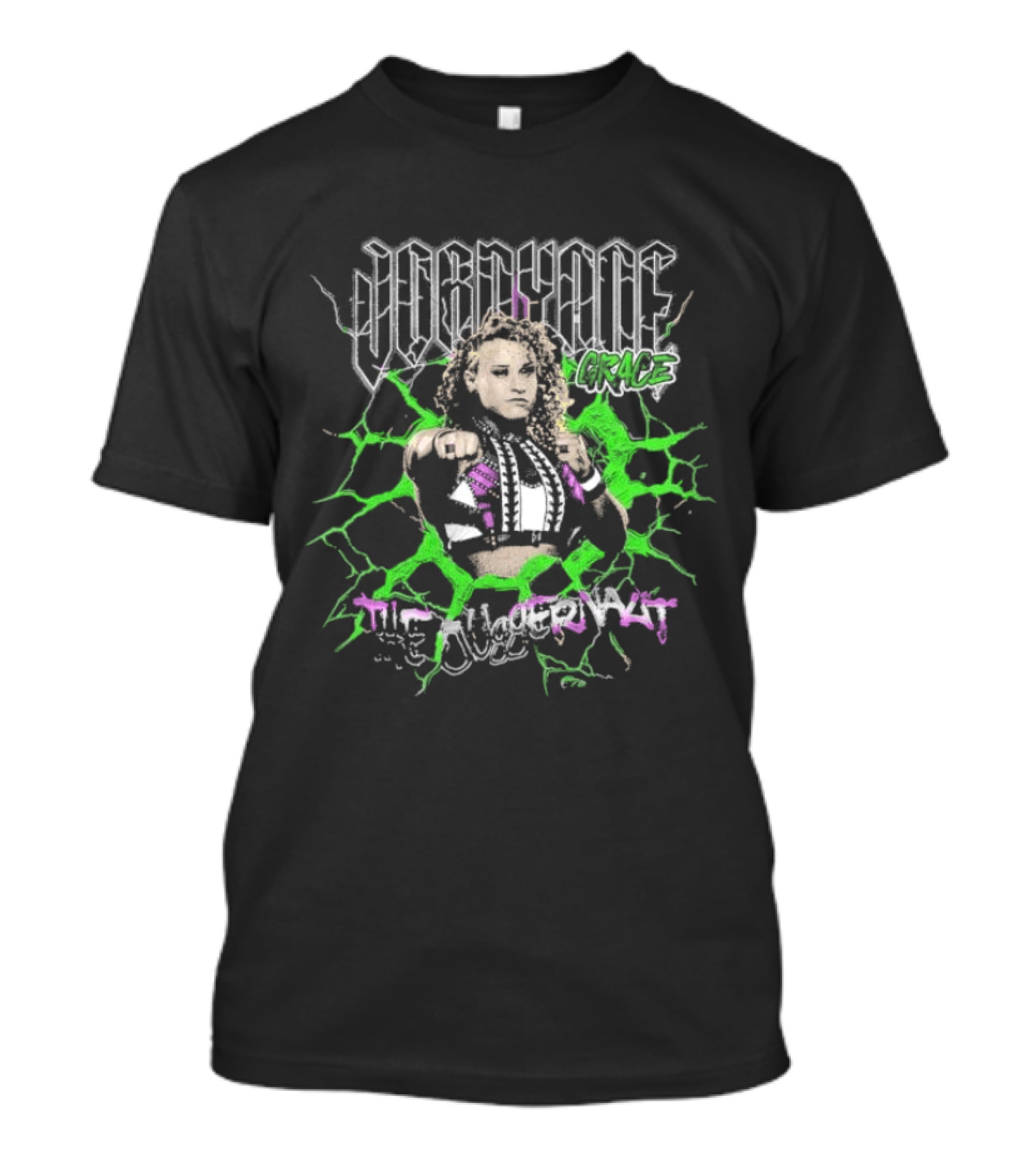 Jordynne Grace The Juggernaut Power Pose With Green Lightning Background T-Shirt