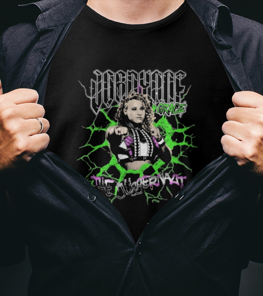 Jordynne Grace The Juggernaut Power Pose With Green Lightning Background T-Shirt