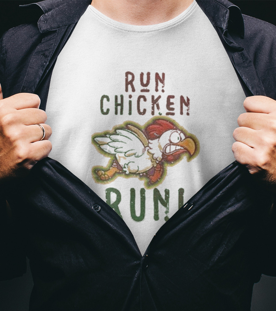 Run Chicken Run Chicken Running With Wings Outstretched T-Shirt