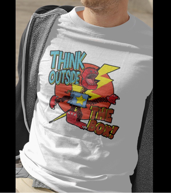 Think Outside The Box Red Monster With Lightning And Star Box Elements T-Shirt