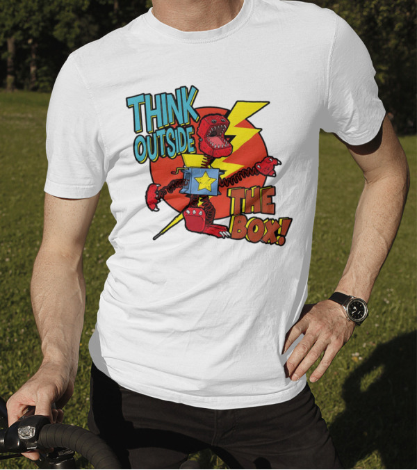 Think Outside The Box Red Monster With Lightning And Star Box Elements T-Shirt