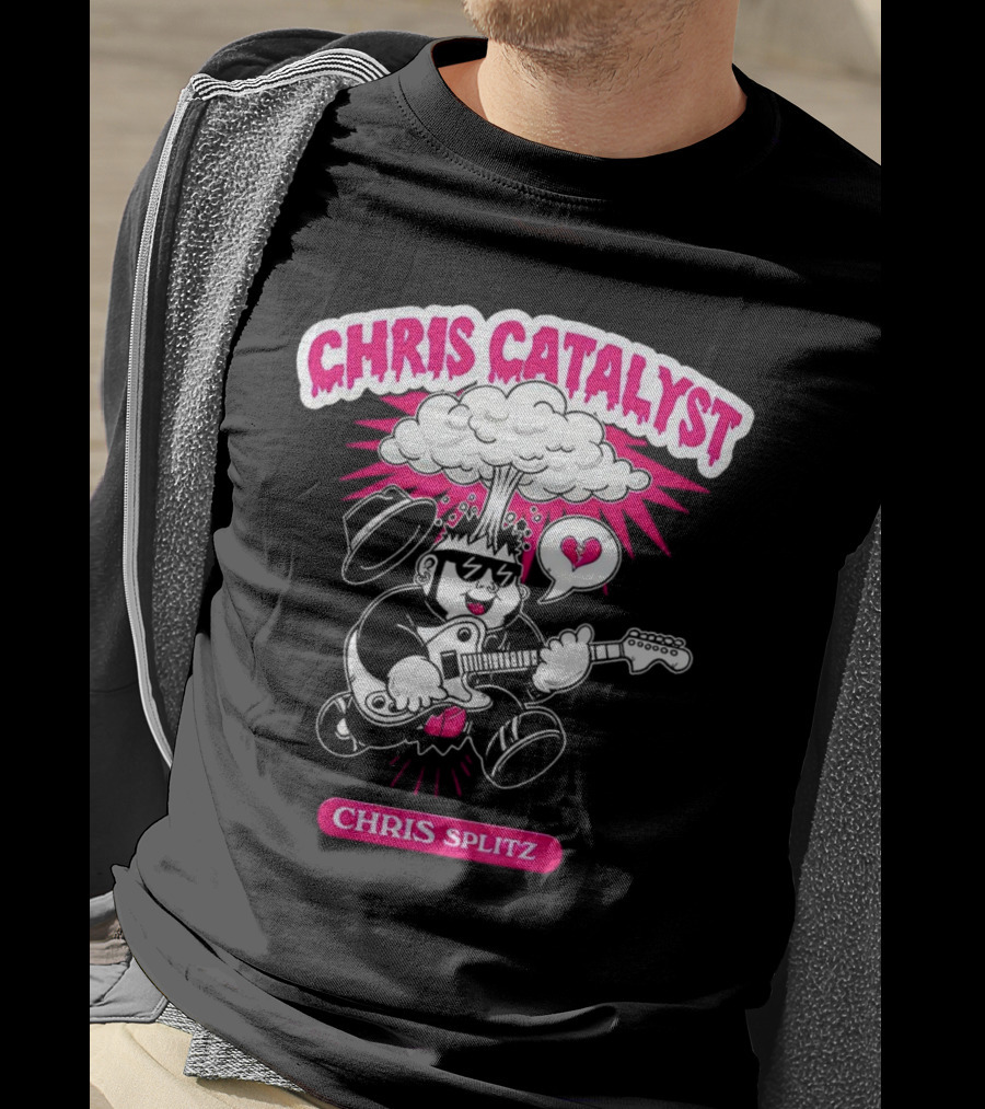 Chris Catalyst Chris Splitz Guitar Explosion Heart T-Shirt