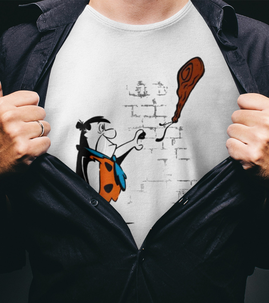Fred Flintstone Balloon Meat Banksy Mashup T-Shirt