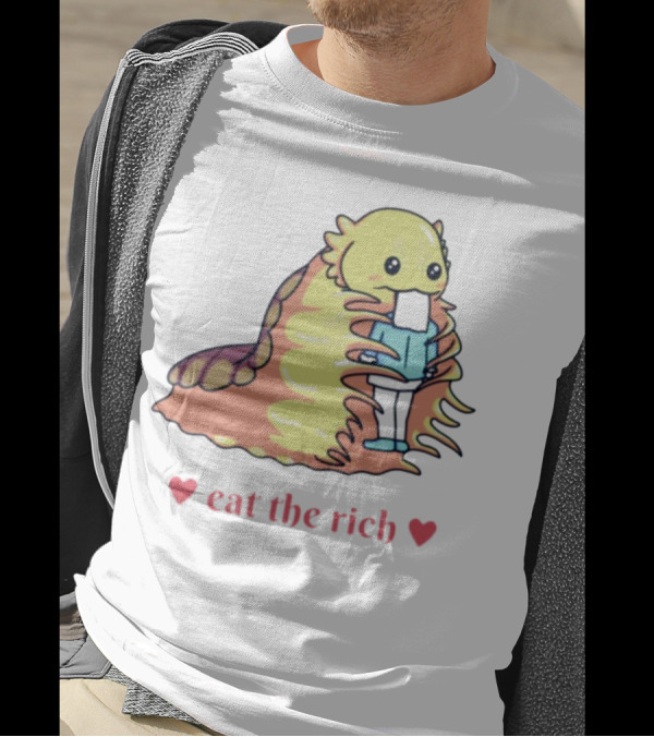 Heart Eat The Rich Space Slug Hugging Person T-Shirt