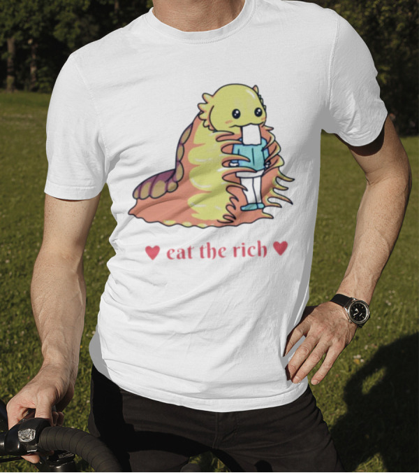 Heart Eat The Rich Space Slug Hugging Person T-Shirt