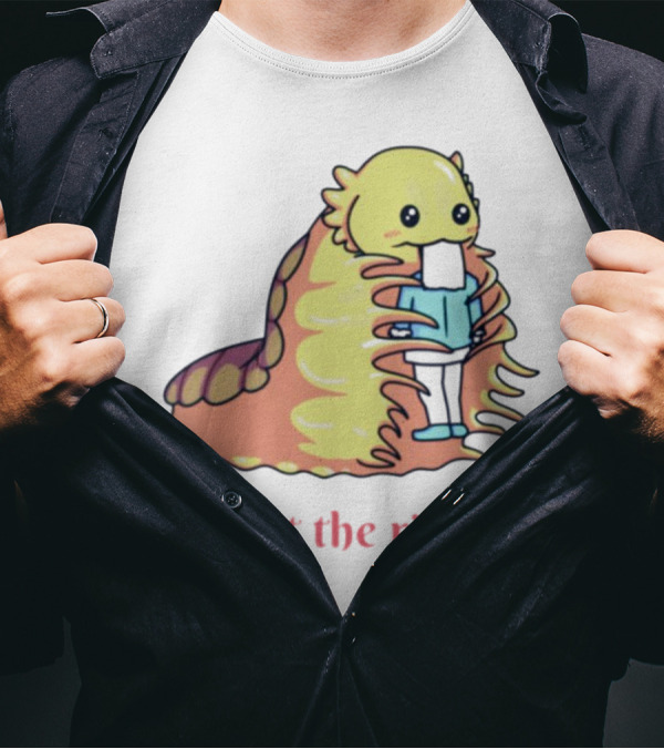Heart Eat The Rich Space Slug Hugging Person T-Shirt