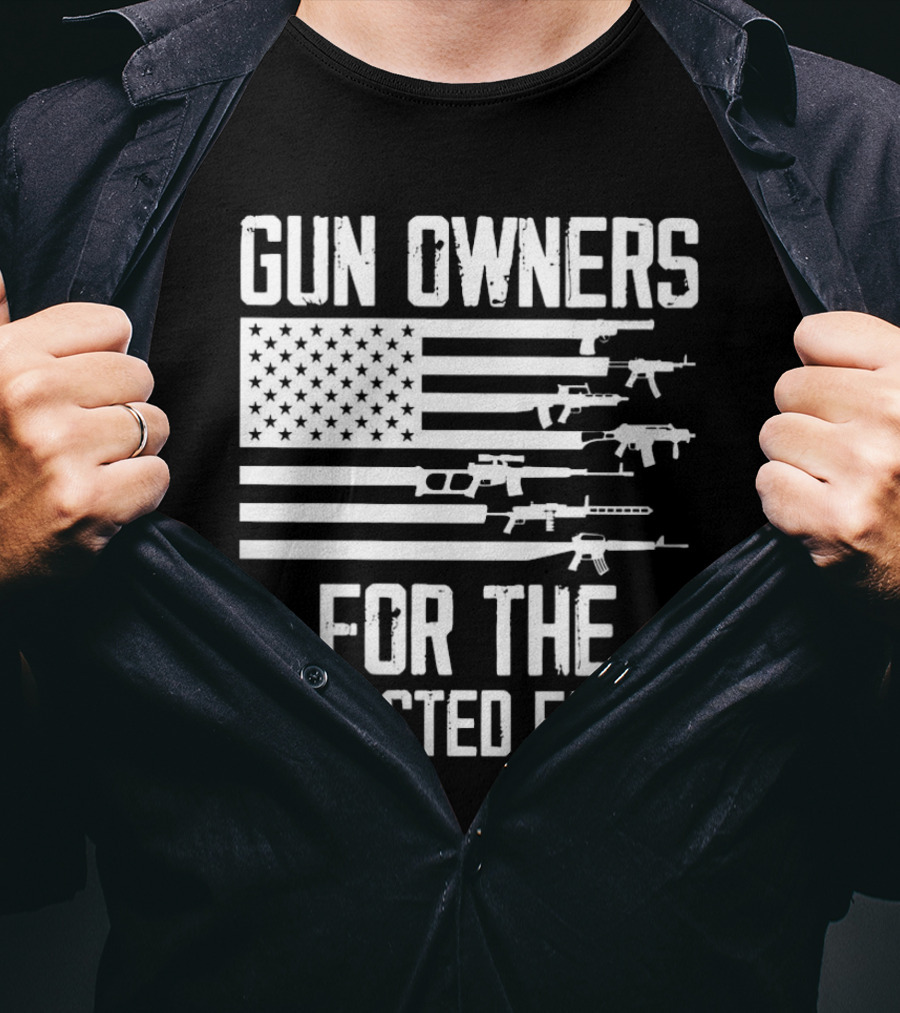 Gun Owners For The Convicted Felon USA Flag With Firearms Graphics T-Shirt