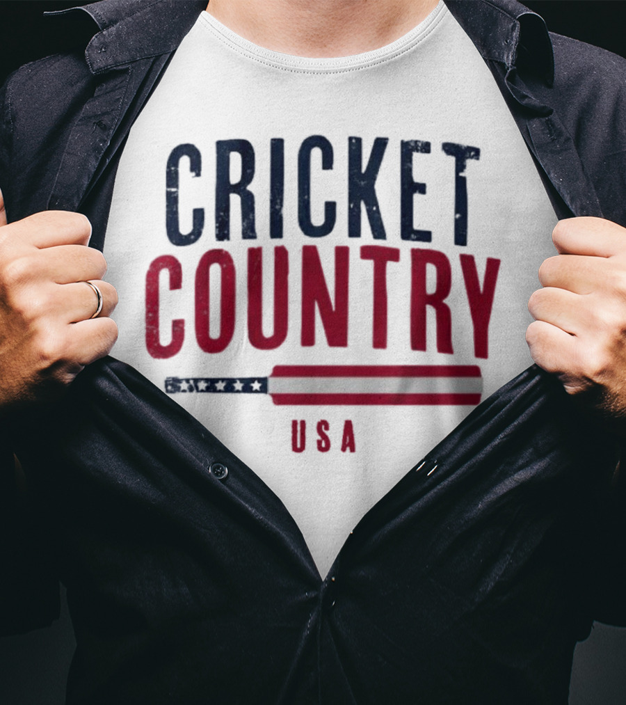 Cricket Country USA American Flag Bat T-Shirt