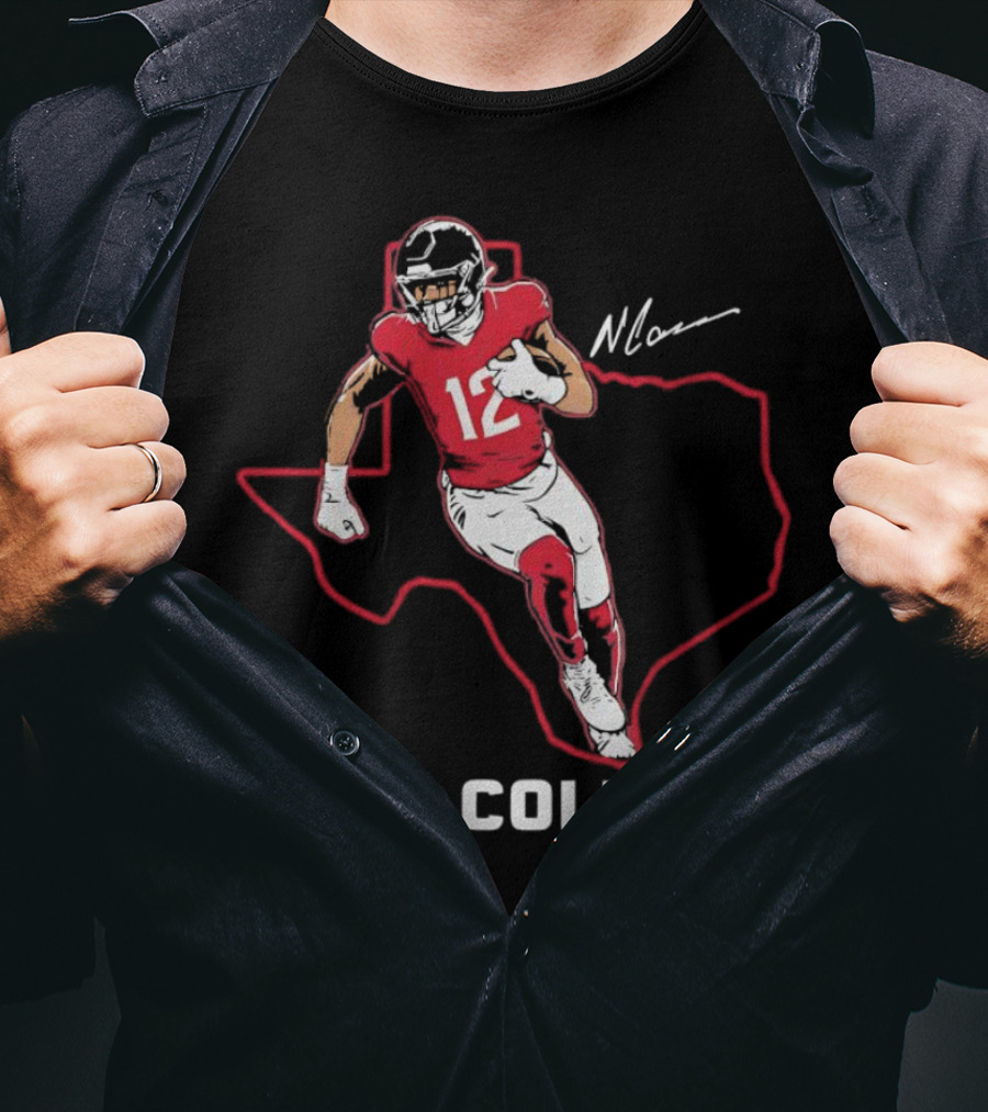 Nico Collins 12 Houston Texans State Outline Signature T-Shirt