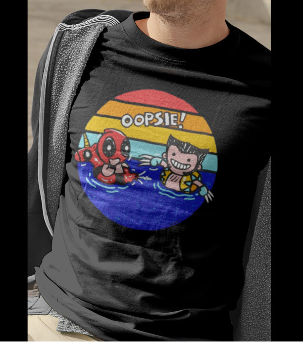 Wolverine Deadpool Oopsie Summer Claws Retro Rainbow Swim Fun T-Shirt