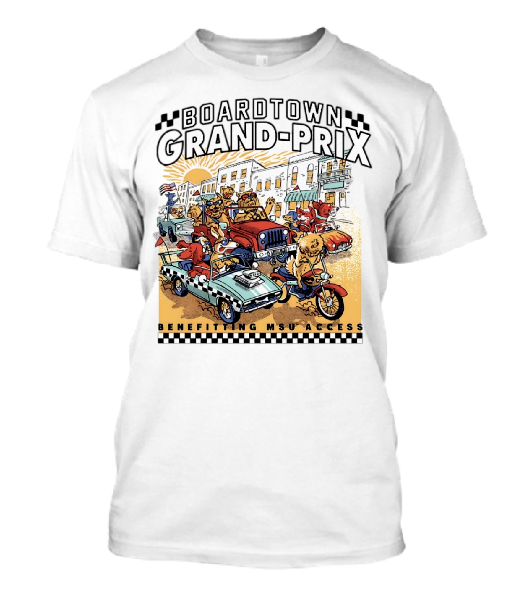 Boardtown Grand-Prix Colorful Animal Parade Benefit MSU Access T-Shirt