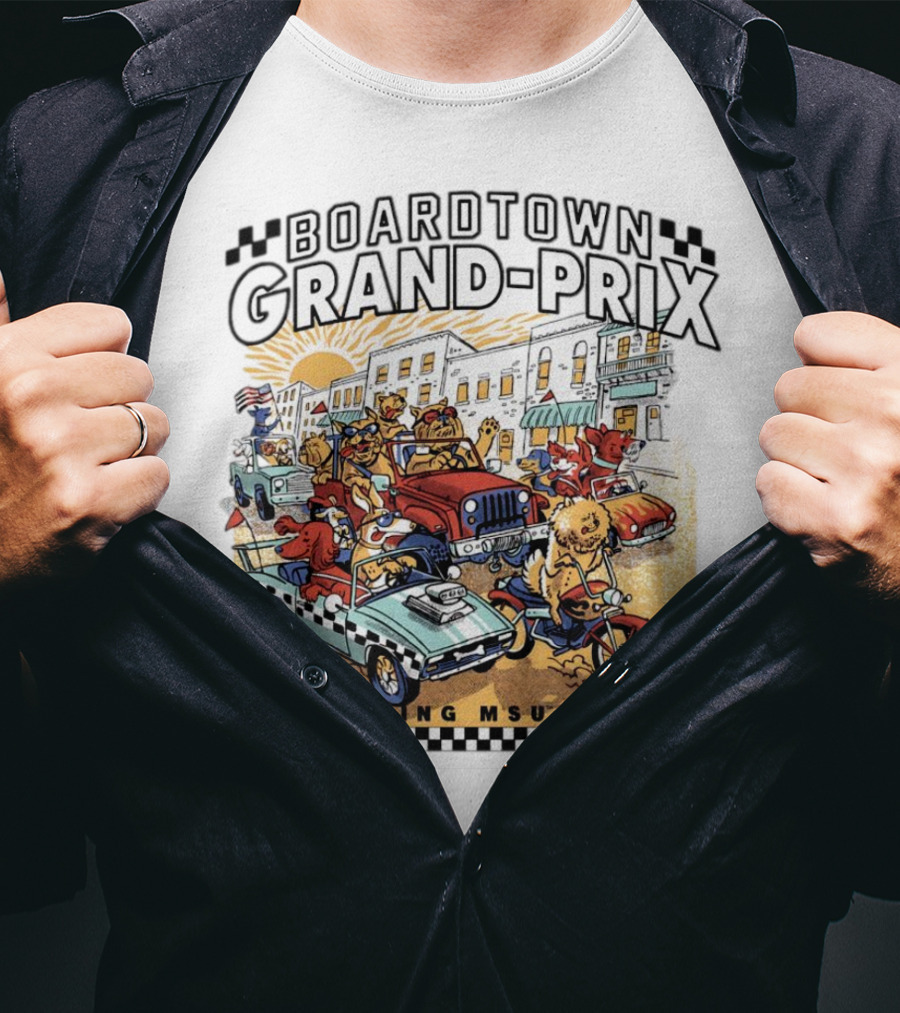 Boardtown Grand-Prix Colorful Animal Parade Benefit MSU Access T-Shirt