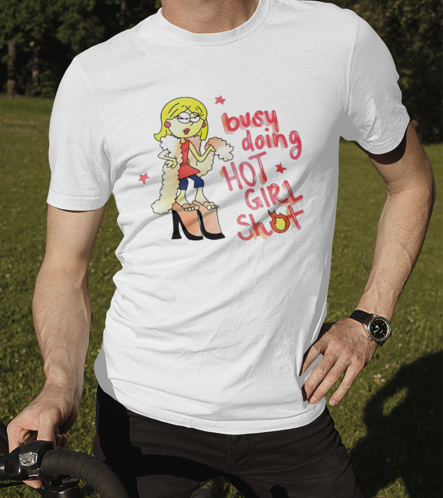 Busy Doing Hot Girl Shot Cartoon Style Fashion Humor T-Shirt