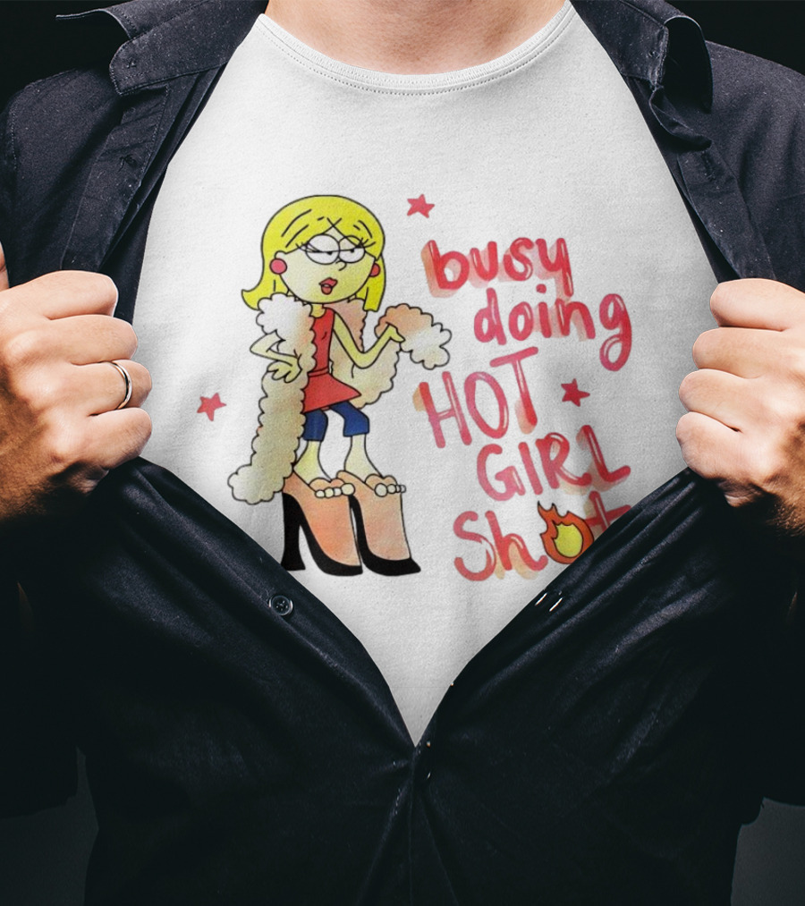Busy Doing Hot Girl Shot Cartoon Style Fashion Humor T-Shirt