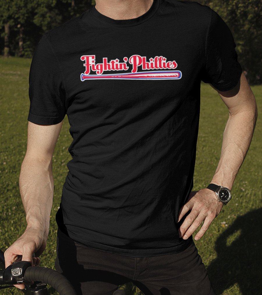 Fightin Phillies Baseball Bat Red Blue Stars T-Shirt