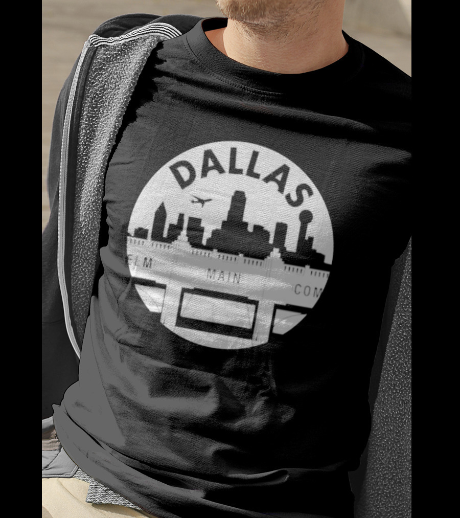 Triple Underpass Elm Main Commerce Dallas Skyline T-Shirt