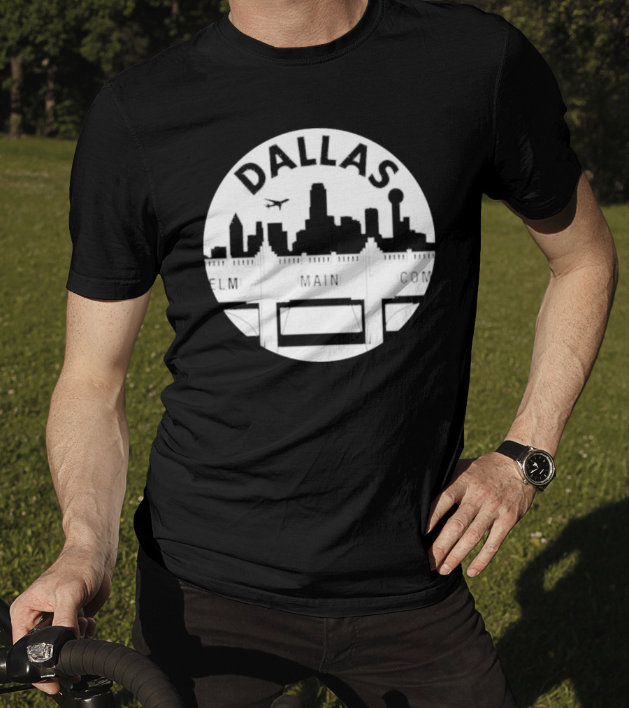 Triple Underpass Elm Main Commerce Dallas Skyline T-Shirt